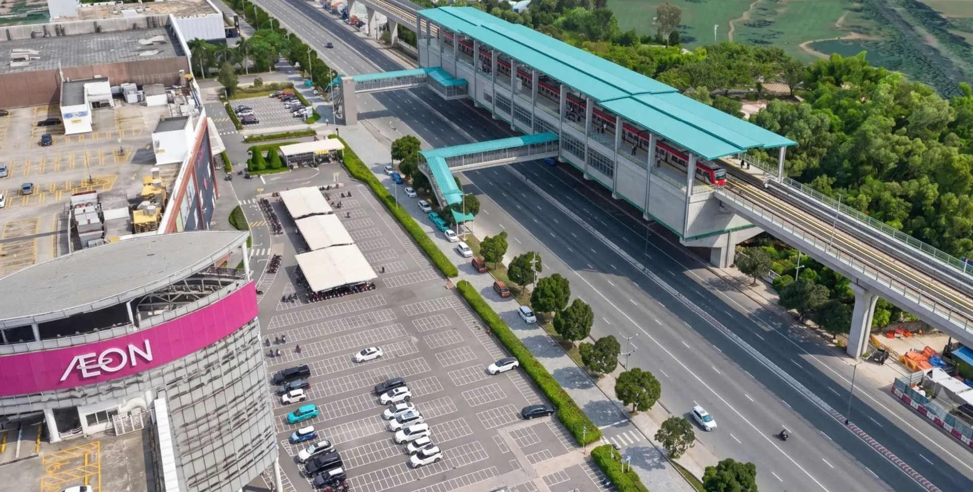 Mô hình ga metro trên cao trước AEON Mall Bình Dương, theo hồ sơ nghiên cứu